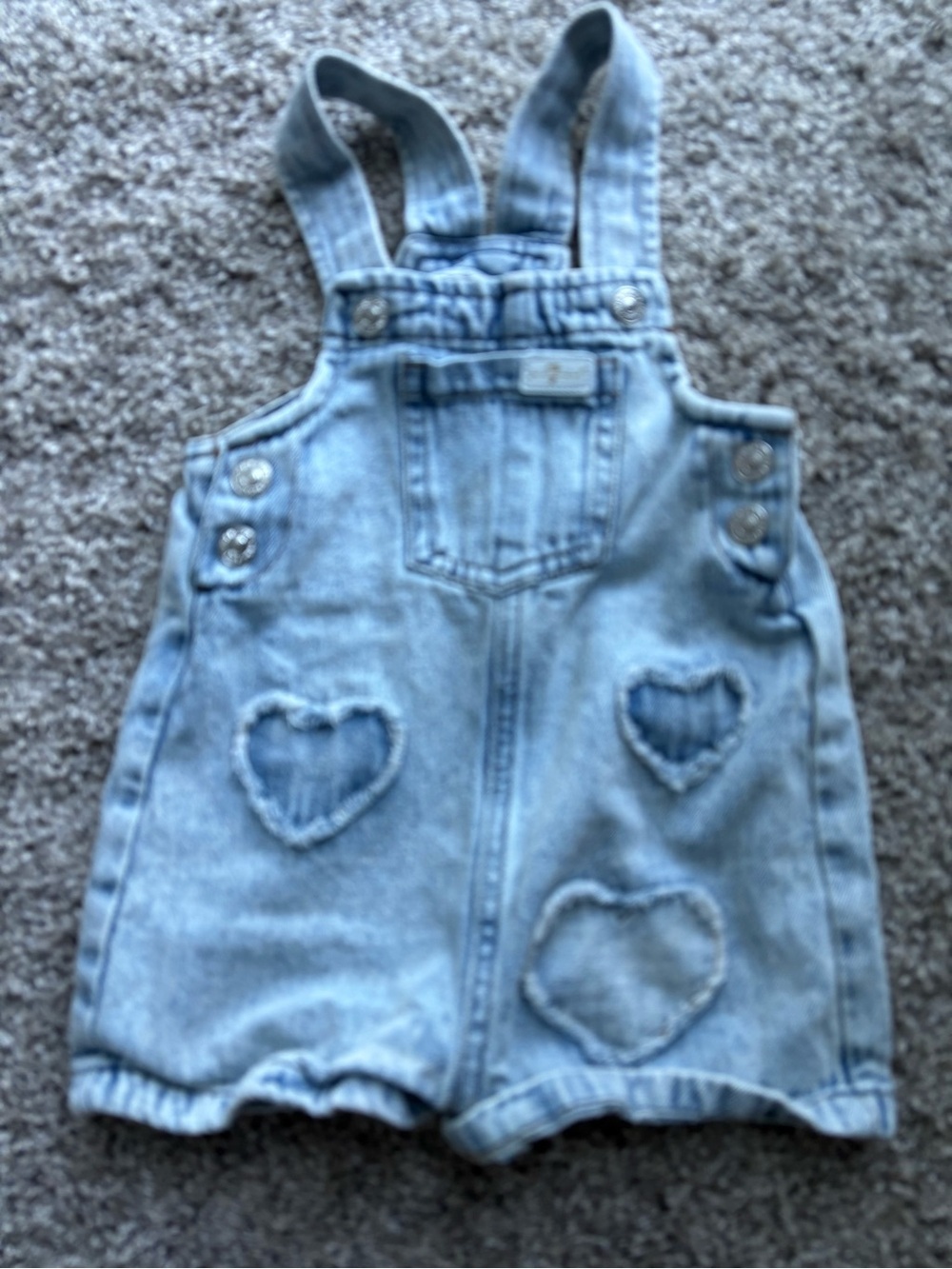 7 For All Mankind Light Blue Denim Heart Shortalls